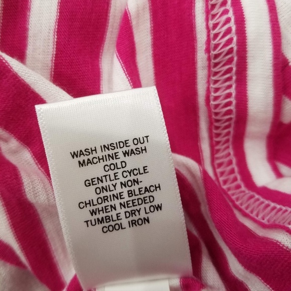 Banana Republic Pink & White Roll Tab Long Sleeve Striped Scoop Neck Relaxed Top - Picture 6 of 6